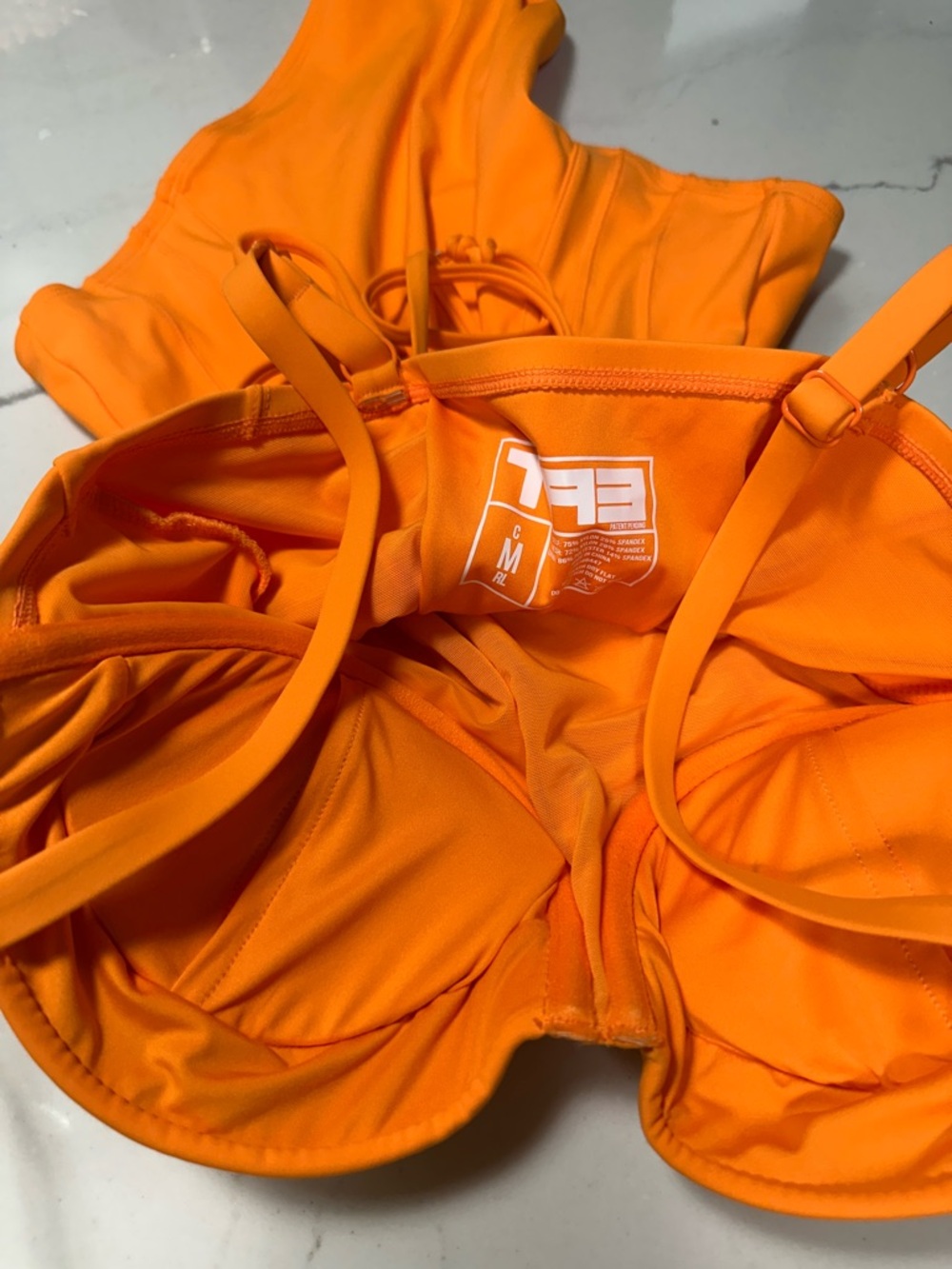 Orange One-Piece Swimsuit with Underwire Cups - Picture 5 of 5